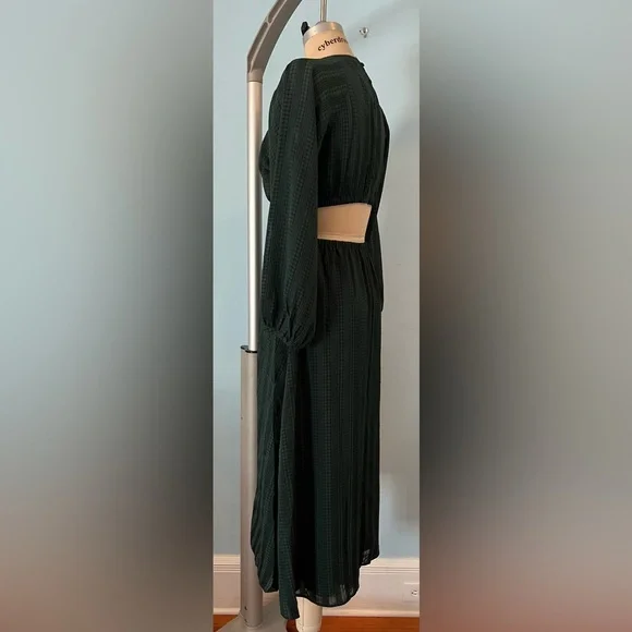 NWT Madewell Long-Sleeve Cutout Midi Dress - Medium Emerald Green - Picture 9 of 15